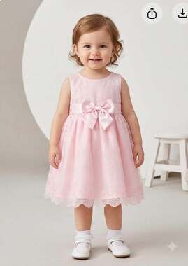 Purple Rose Baby Girl Pink Sleeveless Embroidered A-Line Dress with Satin Bow, S